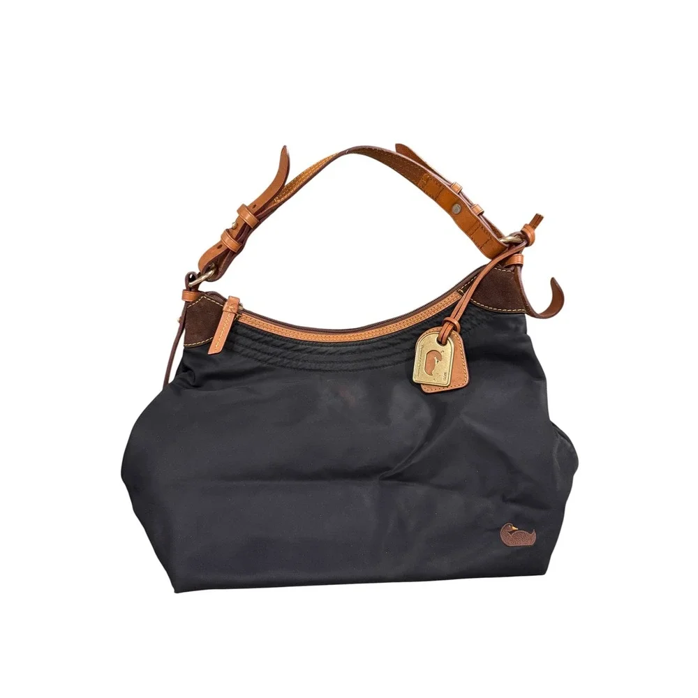 Dooney & Bourke Erica Hobo Bag Womens Black Nylon Leather Trim
